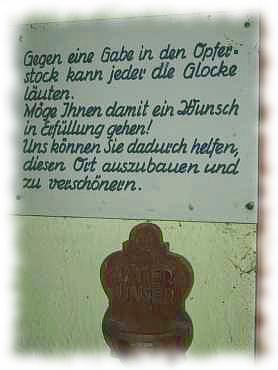 Tafel mit der Bitte um eine Spende wenn man die Glocke läutet