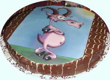 Schokotorte mit Steinbock-Dekoration